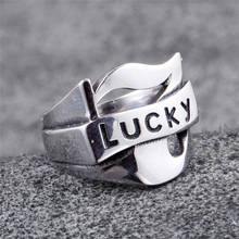 Personalidade europeia e americana vintage lucky 7 lucky anel masculino aço inoxidável 2024 - compre barato