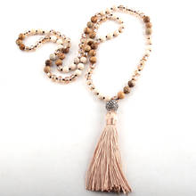 Fashion Bohemian Tribal Jewelry 8MM Stone / Glass Tassel Necklace For Women Lariat Necklaces 2024 - buy cheap