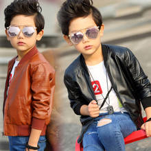 Boys Coat Children's PU Jacket Fashion Kid Outwear Solid Color Long Sleeve Casual Motorcycle Jacket Spring Autumn Cool 2024 - buy cheap