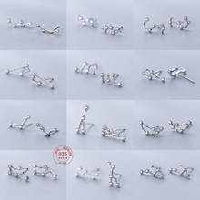 Pendientes de astrología del signo del zodiaco para mujer, aretes de Aries, Leo, Libra, 12 Constelaciones de cristal, joyería de plata de ley 925, regalo femenino 2024 - compra barato