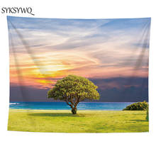 beach tapestry tree hippy decor wall hanging carpet new arrival  picnic blanket sunset clouds wall cloth 2024 - buy cheap
