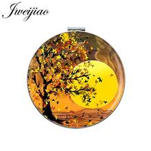 Youhaken Full Moon Yellow Tree Golden Leaf Round Makeup Mirror Mini Folding Compact  Portable 1X/2X Magnifying Pocket Mirror 2024 - buy cheap