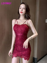 Nightclub women's new style, slim fit, deep V with lace sling, hip wrapped sexy dress CN(Origin)  CN(Origin)  Polyester 2024 - buy cheap