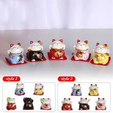 5 Piece Lucky Smile Red Ear Money Cat Small Statue Figurine Crafts Children Figure Ornament Miniatures Home Decoration 2024 - buy cheap