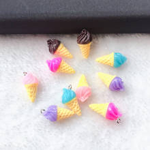 10pcs 18mm*9mm Cute Multicolor stereoscopic Ice cream  For Necklace Keychain Pendant DIY Making Accessories 2024 - buy cheap