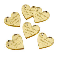 20Pcs Personalized Gold Love Heart Wedding Tags Engraved Baby Name Tags Custom Table Centerpieces Decor Gift Favor 2024 - buy cheap