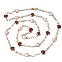 Joyería GuaiGuai perla Natural 52 ''Rosa Keshi Perla Barroca cristal rojo collar largo 2024 - compra barato