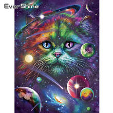 Evershine pintura diamante gato ponto cruz strass imagens quadrado completo redondo diamante bordado venda animal artesanato kit 2024 - compre barato