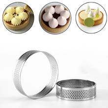 60/80mm Stainless Steel Mini Tart Ring Tartlet Mold Small Circle Cutter Pie Ring Heat-Resistant Perforated Cake Mousse Molds 2024 - buy cheap