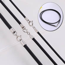 Black Rubber Leather Cord Rope Necklace Choker With Silver Lobster Clasp Connector Buckle DIY Jewelry Accessories 2024 - buy cheap