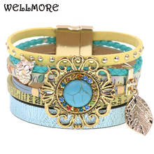 women bracelet wrap bracelet for women bohemia leather bracelet magnetic buckle bracelet fashion female jewelry 2024 - купить недорого
