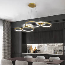 Lâmpada pendente de led, moderna, para sala de jantar, luminária com onda preta, para escritório e cozinha 2024 - compre barato