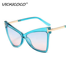 Gafas de sol con diseño de ojo de gato para mujer y hombre, anteojos de sol unisex con gradiente de gran tamaño, diseño Vintage de marca lujosa, UV400, 2021 2024 - compra barato