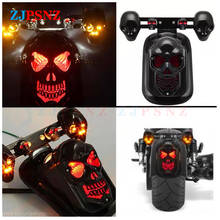 DC12V Motorcycle Scooter Skull Turn Signal Rear Brake Tail Lights Yellow Red Blue Lights Black Silver Chrome Cool modification 2024 - buy cheap