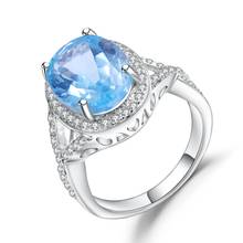 Женское кольцо с натуральным голубым топазом 8,15 карат, из серебра 925 пробы 2024 - купить недорого