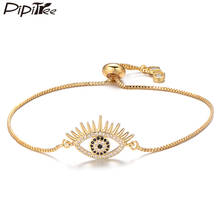 Pipitree Fashion Cubic Zirconia Evil Eye Charm Bracelet Female Copper Adjustable Chain Bracelets & Bangles for Women Men Jewelry 2024 - buy cheap