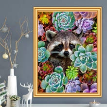 DIY 5D Diamond Painting Succulent Plants Cross Stitch Kit Full Drill Embroidery Raccoon Animal Mosaic Art Picture of Rhinestones 2024 - buy cheap