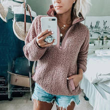 Winter Women Fleece Plush Sweatshirts Fashion Zipper Turtleneck Outwear Coat 2020 Autumn Fleece Warm Hoodies Pullovers Moletom 2024 - buy cheap