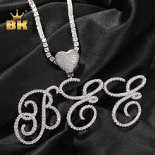 THE BLING KING Custom Cursive Letters Brush Pendant Necklace Iced Out Cubic Zircon Name With Tennis Chain Charm Hiphop Jewelry 2024 - buy cheap