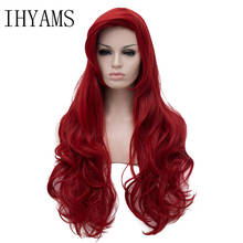 Jessica Rabbit Wavy Long Dark Red Synthetic Hair Little Mermaid Princess Ariel Heat Resistant Cosplay Costume Wig + Wig Cap 2024 - buy cheap