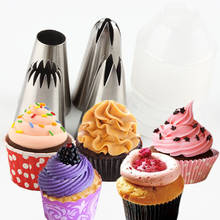 4 pçs grande russo confeitaria tubulação bico dicas ferramentas de cozimento bolos decoração conjunto de aço inoxidável bicos cupcake sobremesa 2024 - compre barato