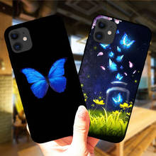 Funda negra de silicona TPU suave con mariposa azul para iPhone, 11, 12 Mini Pro MAX, 6, 6S, 7, 8 Plus, XS, MAX, X, XR, SE, 2020, 5 5S 2024 - compra barato