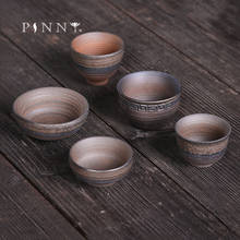Pinny fio de cerâmica retrô esmalte dourado taça de chá resistente ao calor kung fu copo mestre para bebidas artesanais 2024 - compre barato