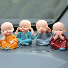 4pcs/Set Car Interior Accessories Doll Creative Maitreya Resin Gifts Little Monks Buddha Kung Fu Small Ornaments Lovely 2024 - buy cheap