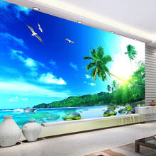Custom Photo Mural Wallpapers For Living Room Sofa Bedroom TV Background Wall Decoration 3D Beach Landscape Poster Wall Painting 2024 - buy cheap