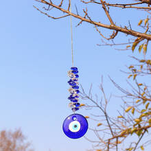 DIY Lucky Hamsa Turkish Blue Evil Eye Crystal Charm Suncatcher Pendant Wind Chime Amulet Home Wall Garden Hanging Decoration 2024 - buy cheap