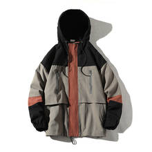 Men Patchwork Jackets 2022 Fashion Hip Hop Streetwear Hooded Jacket Male Autumn Loose Casual Long Sleeve Windbreaker Coats 2024 - buy cheap