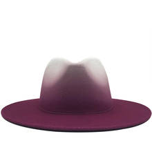 Винтажная фетровая шляпа Trilby, женская и мужская шляпа с широкими полями, Элегантные градиентные розовые шапки для женщин на зиму и осень 2024 - купить недорого