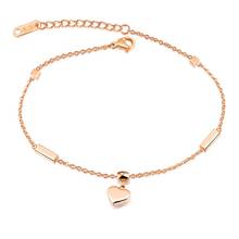New Heart & Cube Charm Anklets For Women Rose Gold Color Stainless Steel Female Foot Bracelet Friendship Jewelry A19040 2024 - buy cheap