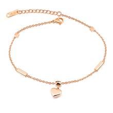 Tobilleras con abalorios JeeMango New Heart & Cube para mujer, pulsera de Pie femenino de acero inoxidable Color rosa dorado, joyería de Amistad OGZ028 2024 - compra barato