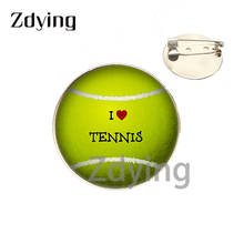 Zdying I Love Tennis Brooches Badge Silver Color Metal Pins For Bag Clothes Glass Cabochon Photo Sporty Club Jewelry Gift DC062 2024 - buy cheap