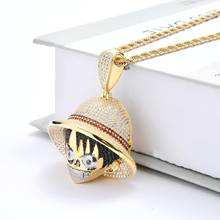 Latest Designs Cartoon One Piece Character Monkey D. Luffy Pendant Necklace Collar Iced Out Cubic Zircon Stone Hiphop Jewelry 2024 - buy cheap