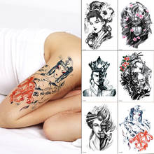 6 листов, водостойкая временная татуировка, наклейка, японская гейша, татуировка, переводная вода, для девушек, крутая, боди-арт, поддельные татуировки для женщин и мужчин 2024 - купить недорого
