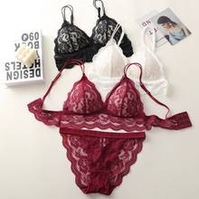Transparent Lace Lingerie Set Sexy Embroidery Women Brassiere Padded Underwear Push Up Bra and Panty Sets 2024 - buy cheap