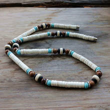 Unique Stone Bead wood Surfer Necklace Made from white, Black and Blue Beads for men tribal jewelry Dropshipping 2024 - buy cheap