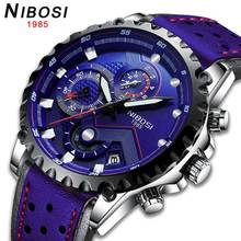 NIBOSI Mens Watches Top Luxury Brand Waterproof Sport Wrist Watch Chronograph Quartz Military Genuine Leather Relogio Masculino 2024 - buy cheap