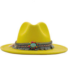 New Men Women Wide Brim Wool Felt Fedora Panama Hat with Belt Buckle Jazz Trilby Cap Party Formal Top Hat In Pink,black X XL 2024 - buy cheap