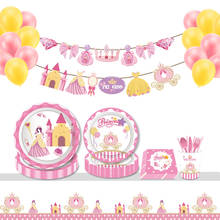 Decorações para festa de castelo das princesas descartáveis, conjunto de utensílios de mesa para chá de bebê, lembranças e aniversários de meninas 2024 - compre barato