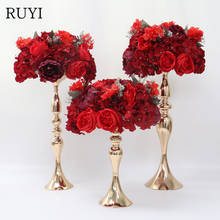 Custom Made 35cm Red Rose Peony Hydrangea Artificial Flower Ball Centerpiece Wedding Backdrop Decor Road Lead Table Flower 1Pcs 2024 - buy cheap