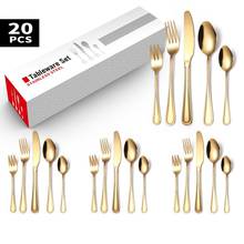 20Pcs RoseGold Cutlery Set Stainless Steel Dinnerware Set Colorful Knife Fork Coffee Spoon Tableware Kitchen Dinner Silverware 2024 - buy cheap