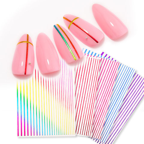 3D Nail Sticker Curve Stripe Lines Nails Stickers Gradient Adhesive Striping Tape Nail Foil Nail Art Stickers Decals Nail Art 2022 - buy cheap