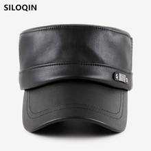 SILOQIN-gorro plano militar para hombre, gorra de cuero sintético, informal, simple, para otoño 2024 - compra barato