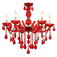 LED Classic Iron Crystal Glass Red Chandelier Lighting lustres de cristal Suspension Luminaire Lampen For Dinning Room Foyer 2024 - buy cheap