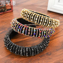 Haimeikang Padded Headbands for Women Hairbands Baroque Crown Hair Hoops Crystal Head Bands Bezel Luxury Hair Accessoires 2024 - buy cheap