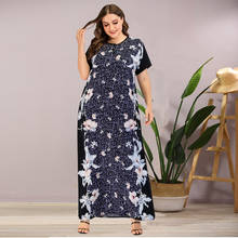 Plus Size Dress Summer 2021 Elegant Vintage Print maxi Long Dress Short Sleeve Navy Blue Women Clothing Big Size HB282 2024 - buy cheap