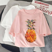 2021 Summer Short Sleeve Kawaii Funny Pineapple Print T Shirt Women O-neck Harajuku Casual Korean Fashion Female Tee Clothing 2024 - buy cheap